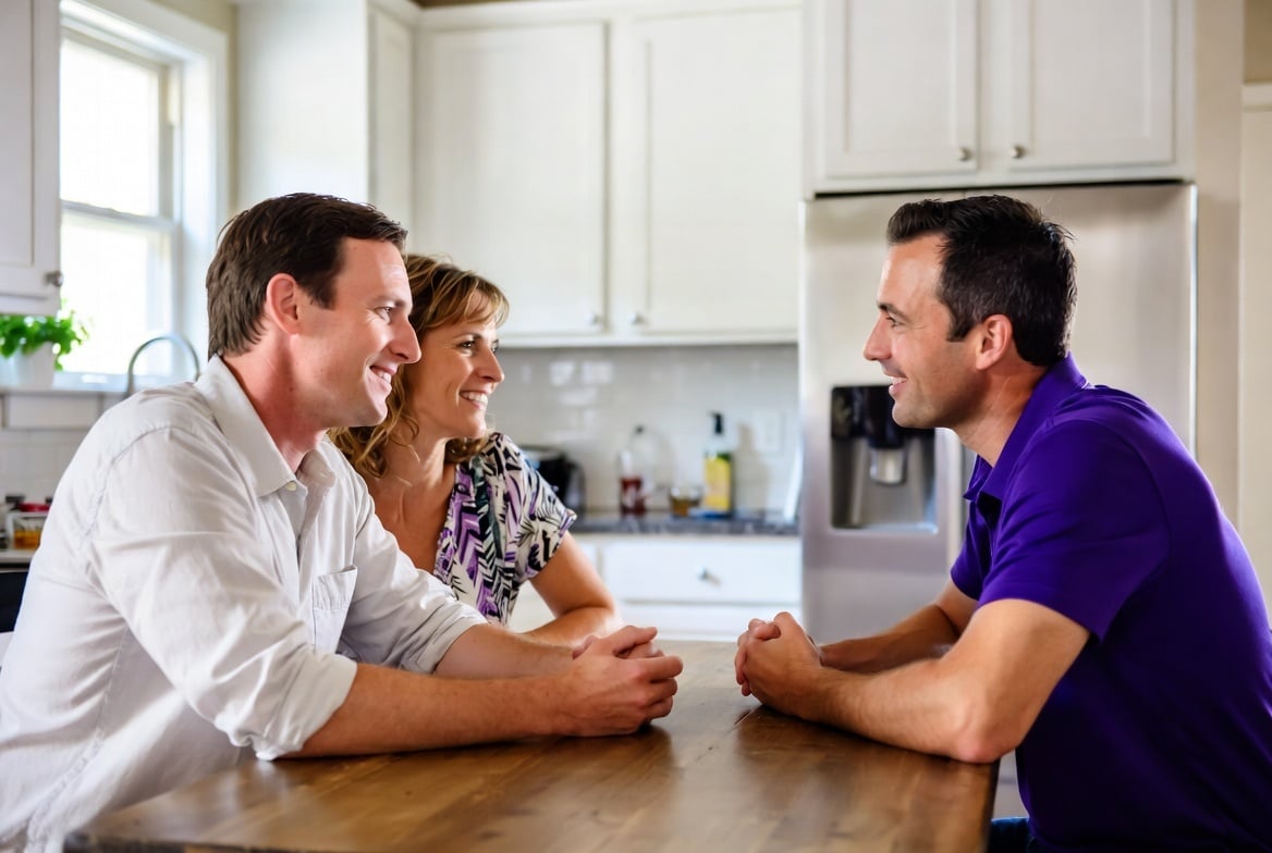 A friendly Heirloom associate talks with a couple about their options